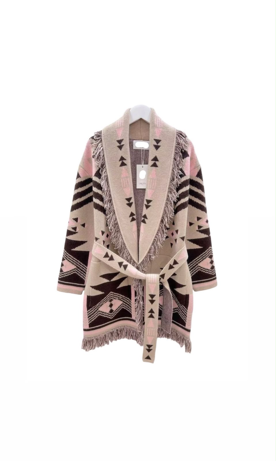 Cardigan zegzag beige brown