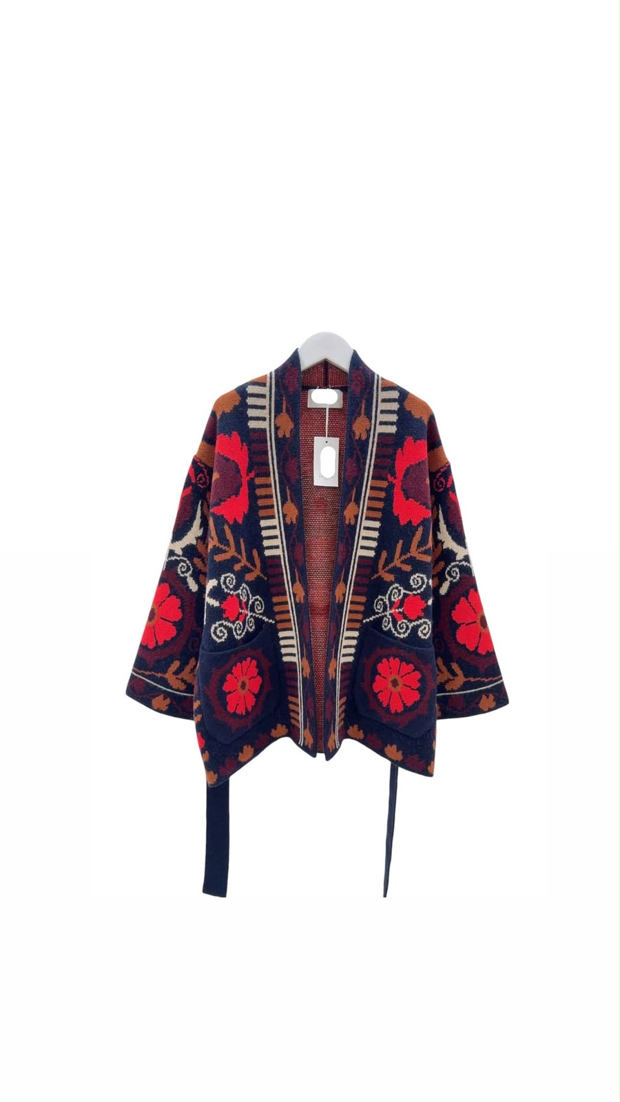 Cardigan floral navy red