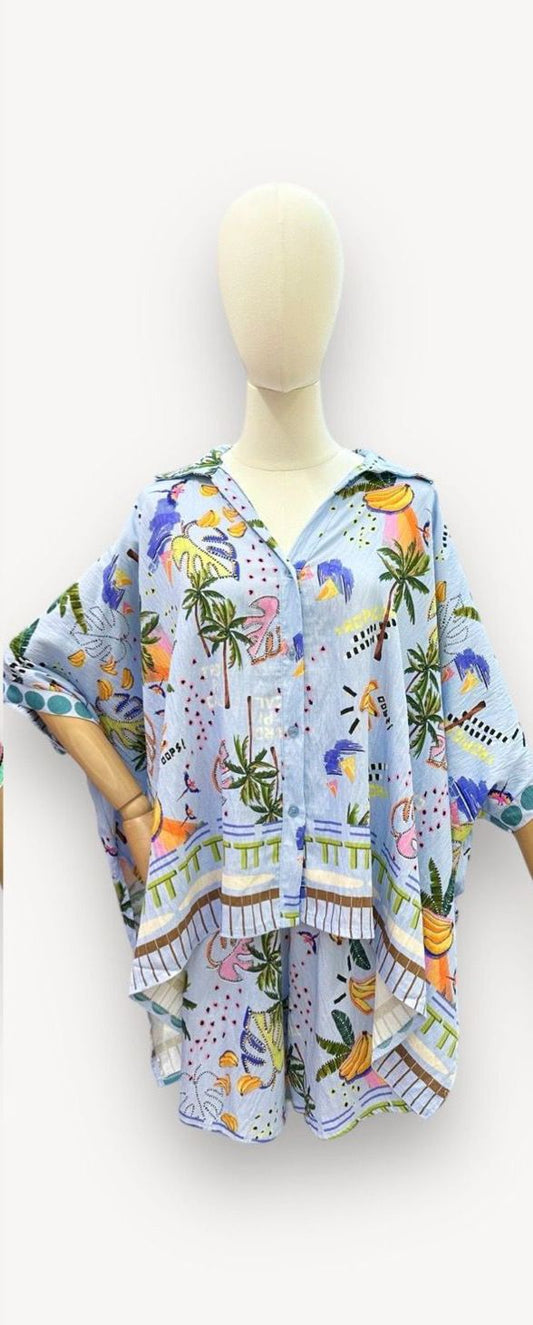 Blue Printed Shirt