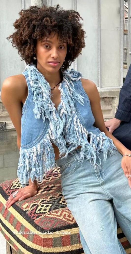 Denim Vest Fringes