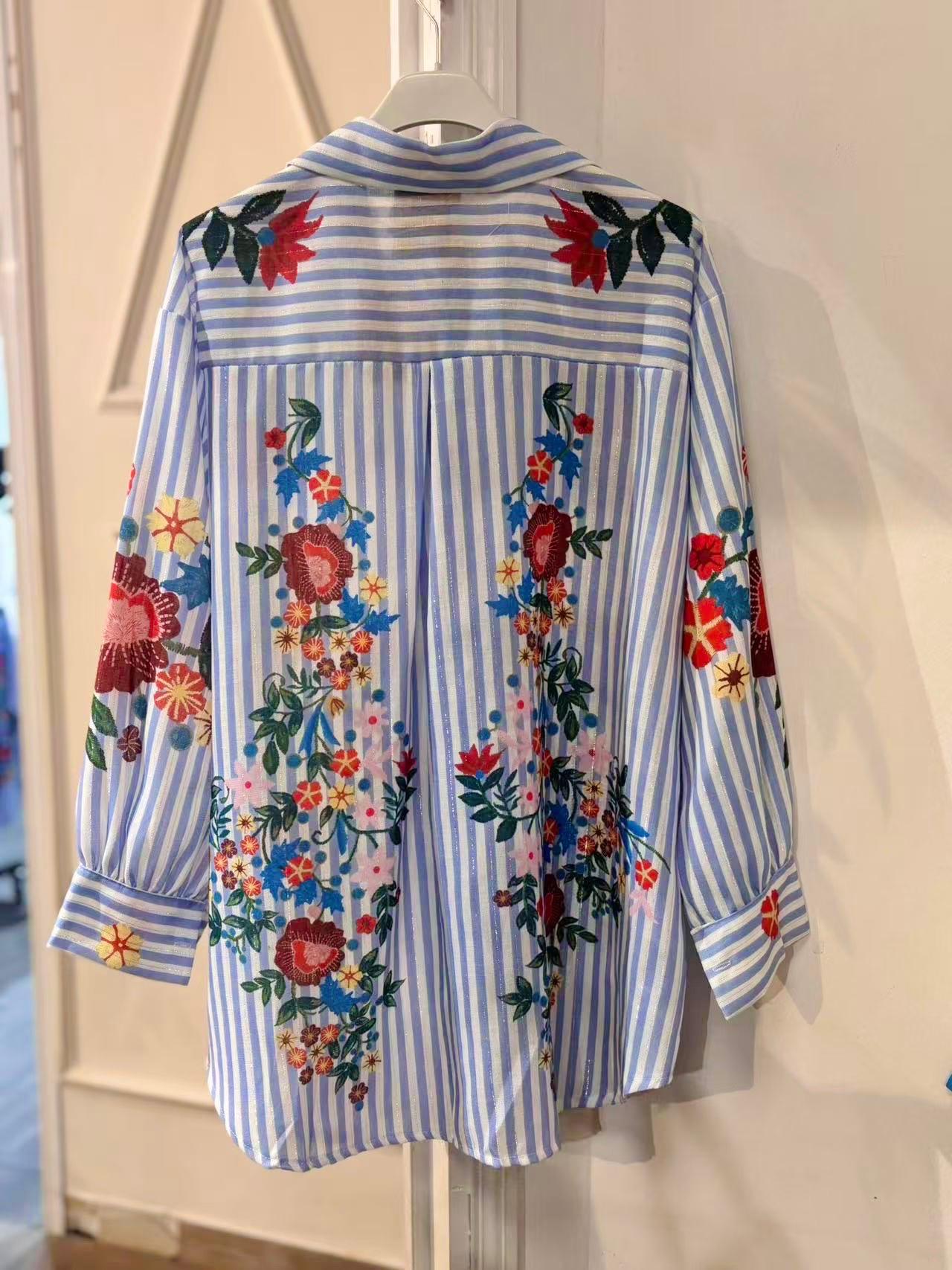 Flowers Shirt Linen Pattern