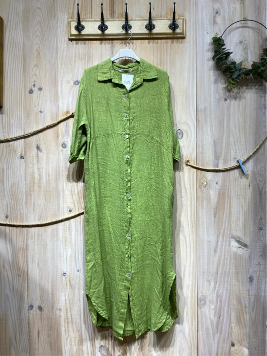 Linen Dress Green Light