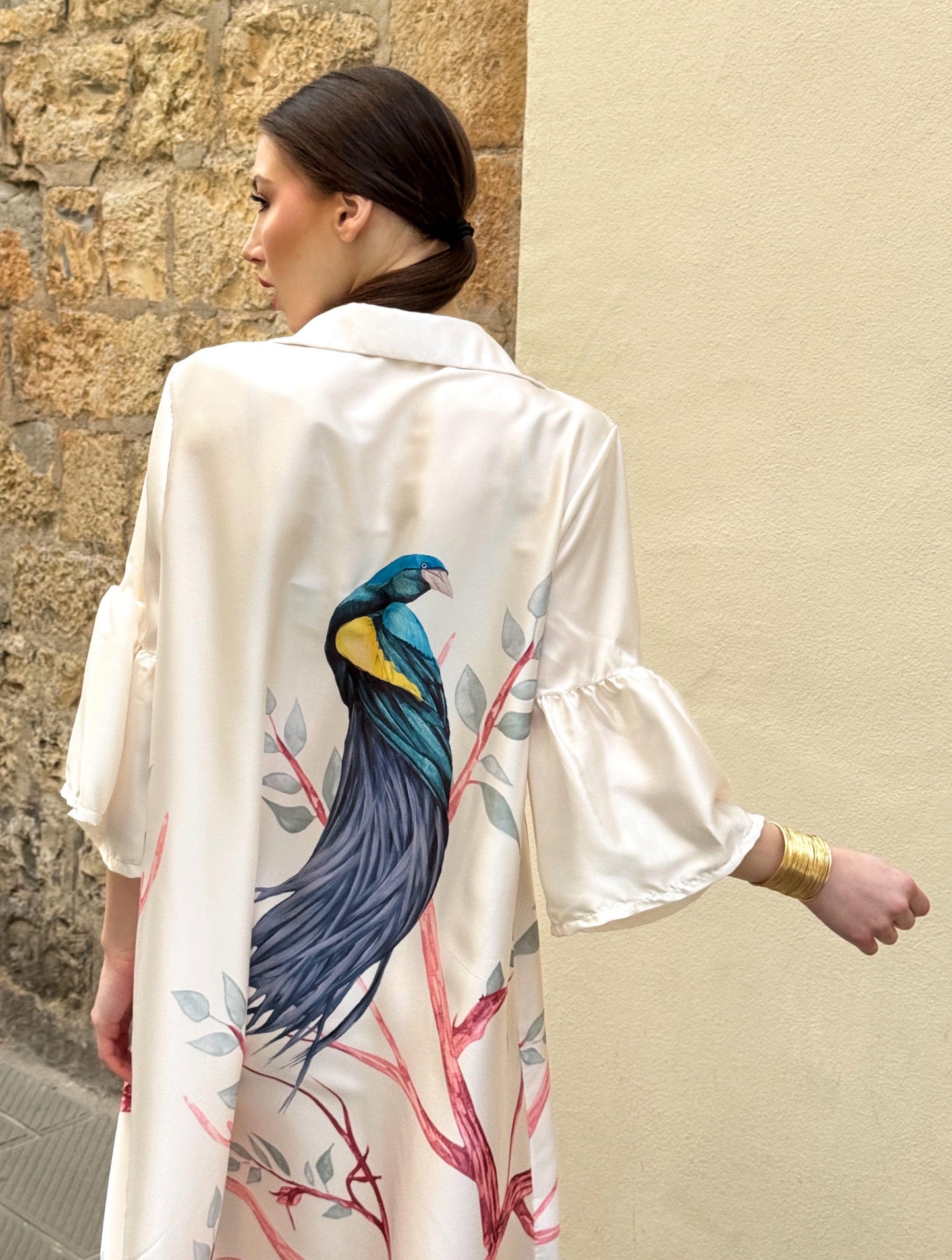 Dress Bird Silk Beach