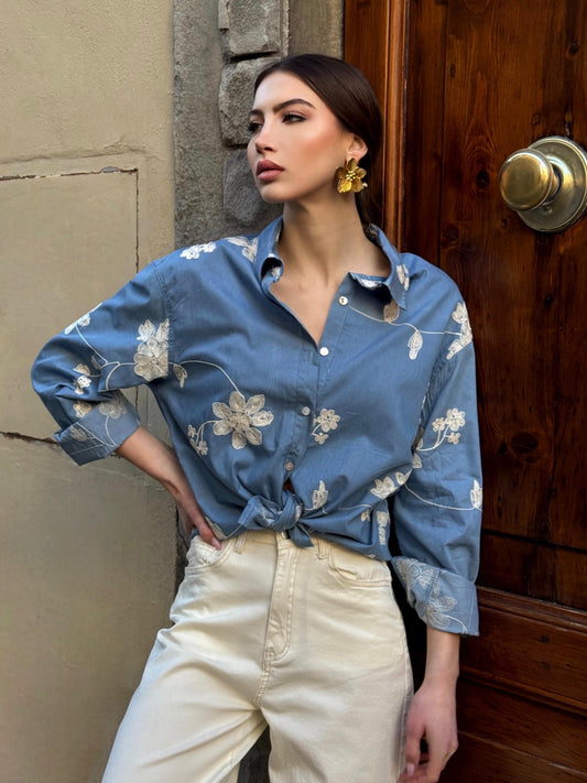 Denim Shirt Flower