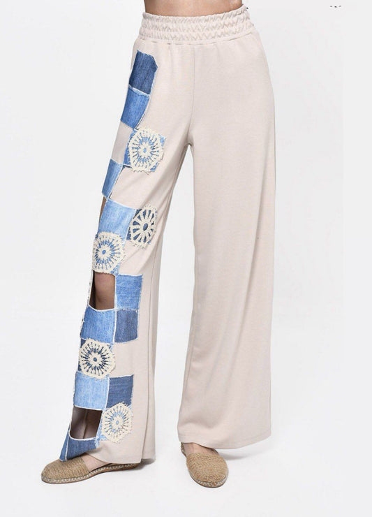 Pants Beige Denim Mix