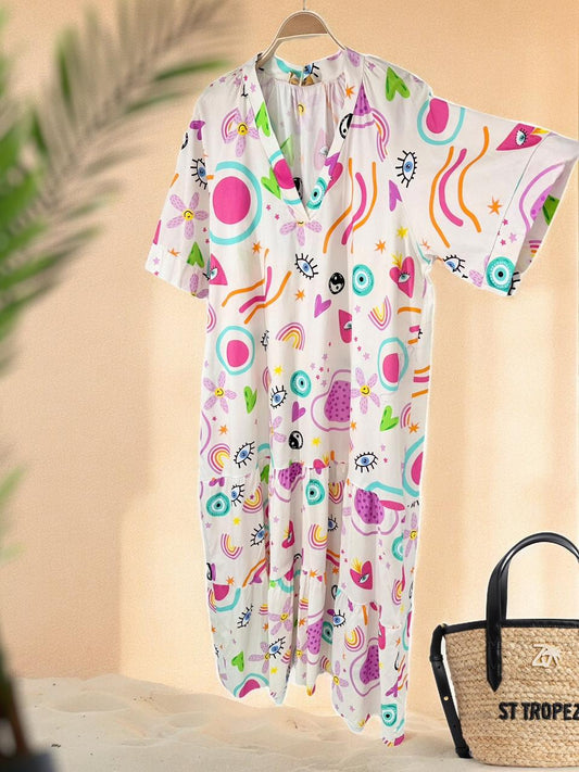 Eyes Dress Linen Pattern