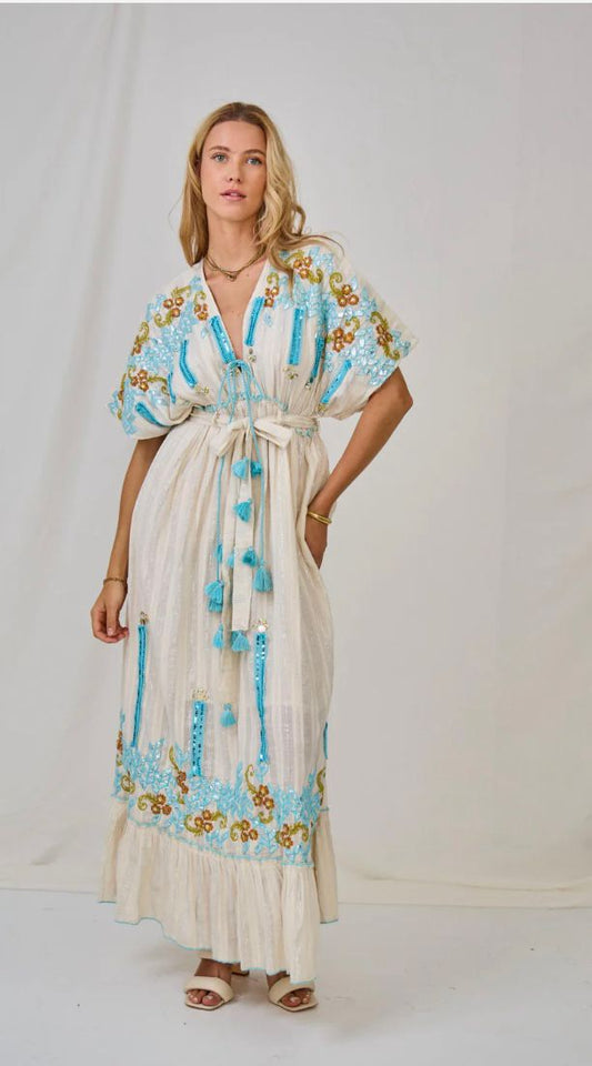 Embroidery Blue Dress LQ