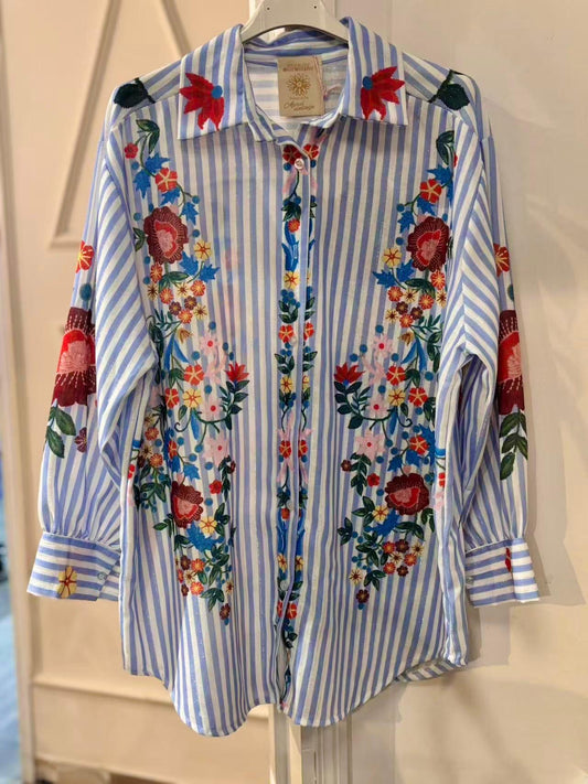 Flowers Shirt Linen Pattern