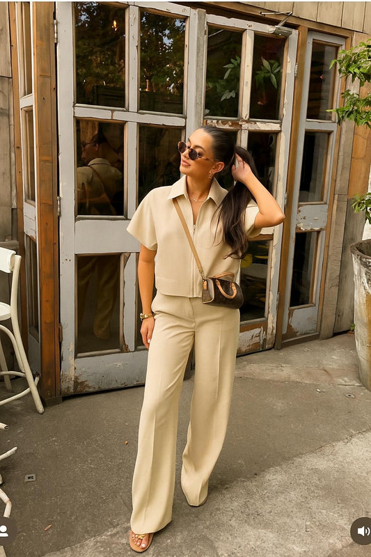 Plain Set Beige Pants