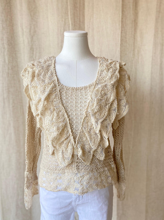 Top Long Sleeves Beige Handmade