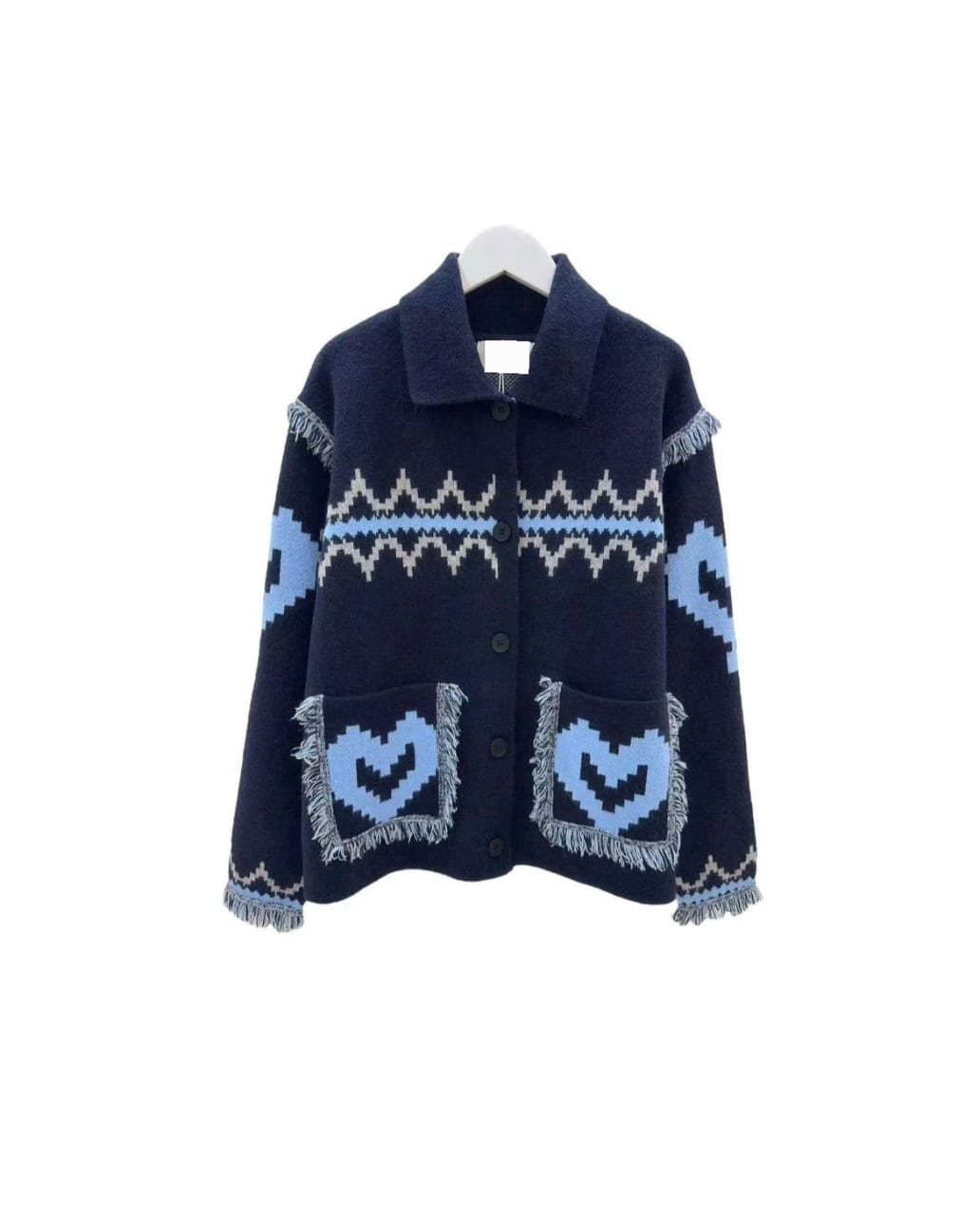 Cardigan Navy Heart Pockets