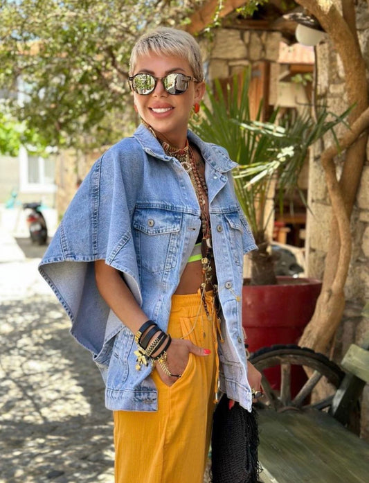 Jacket Denim Vest Oversized Light