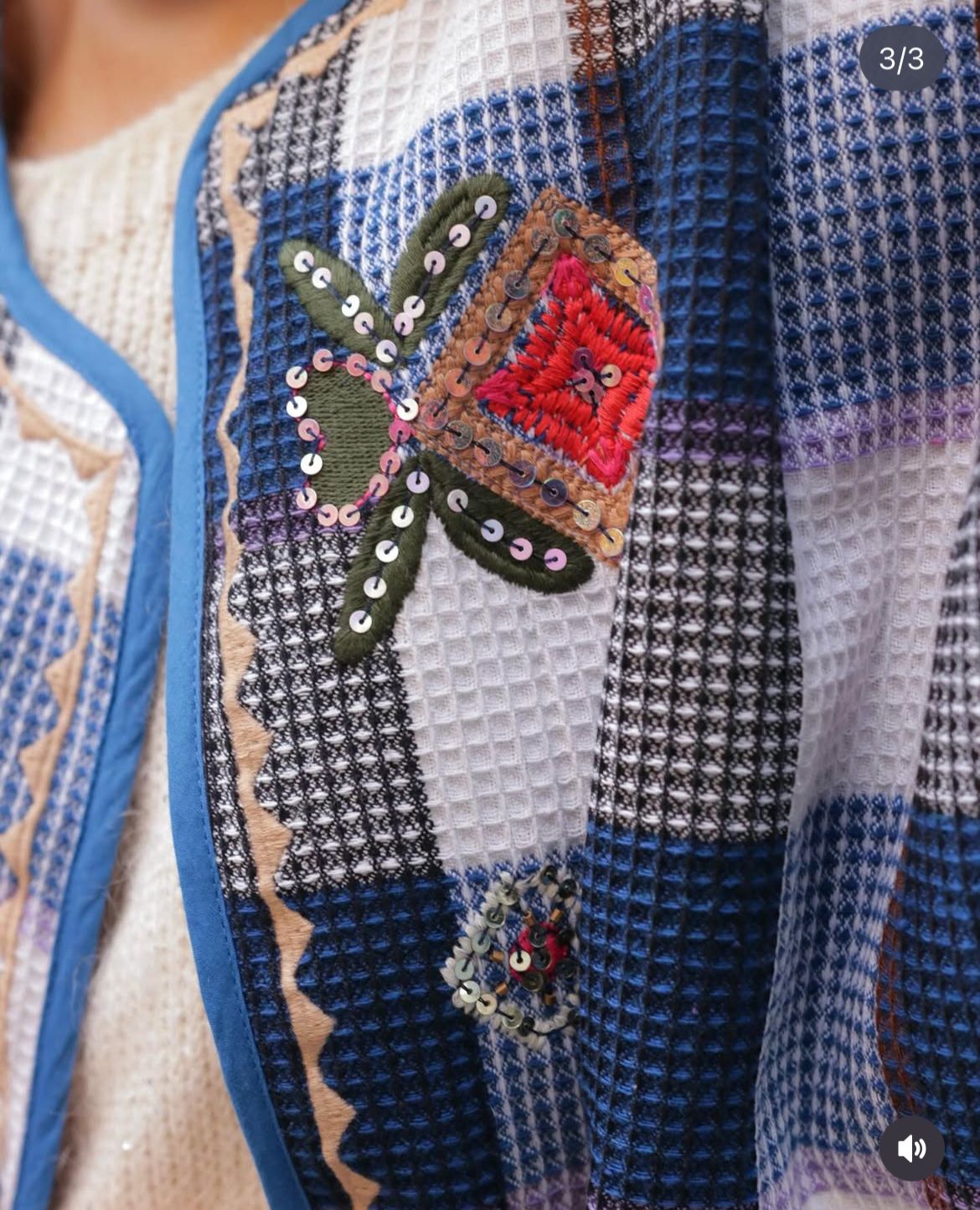 Jacket Blue Blanc Embroidery