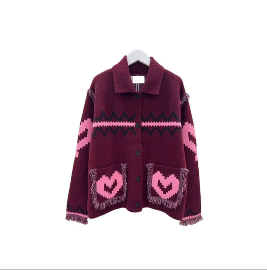 Cardigan Pink Heart Pockets