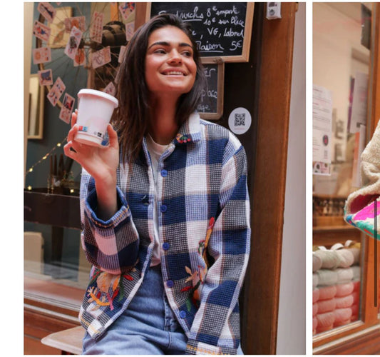 Jacket Blue Blanc Embroidery